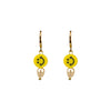 Pearly Smiley Hoop Earrings in Bright Yellow detail view