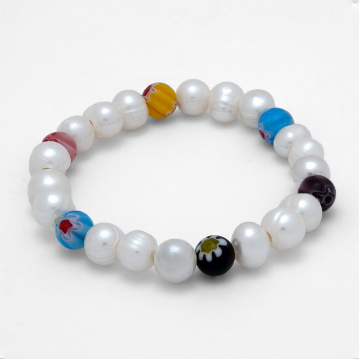 Tereza of Naxos The Pearls & Colourful Murano Flowers Bracelet Jewellery 42 € Tereza's Greek Concept Store