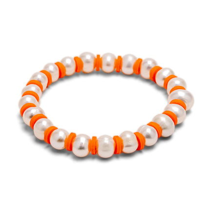 Tereza of Naxos Fluo Orange Pearly Bracelet Jewellery 35 € Tereza's Greek Concept Store