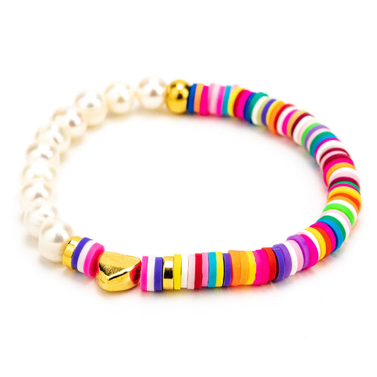 Tereza of Naxos Pearly Joyful Heart, Elastic Band Bracelet Jewellery 35 € Tereza's Greek Concept Store