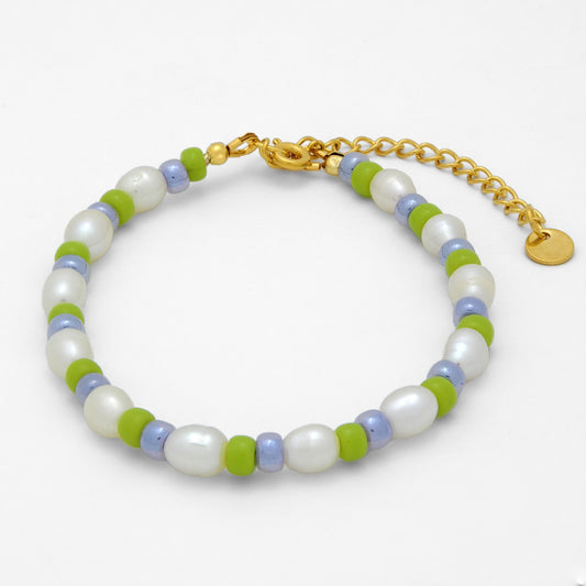 Tereza of Naxos Pearly Pear Green & Cadet Gray Adjustable Bracelet Jewellery 42 € Tereza's Greek Concept Store