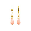 Pearly Pink Stone Hoop Handcrafted Earrings Handcrafted in Greece