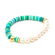 Greek-Made Pearly Green Heart Bracelet with Freshwater Pearls