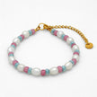 Pearly Soft Berry Pink & Blue Grey Adjustable Bracelet Handmade in Greece