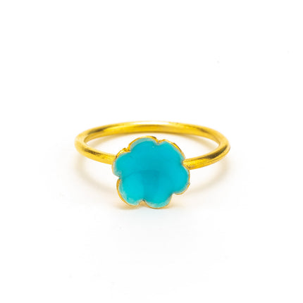 Tereza of Naxos Petrol Green Large Flower, Ring, in Gold Plated Silver Jewellery 50 € Tereza's Greek Concept Store