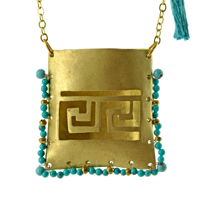 Tagári in Petrol Green, Gold-Plated, Pendant