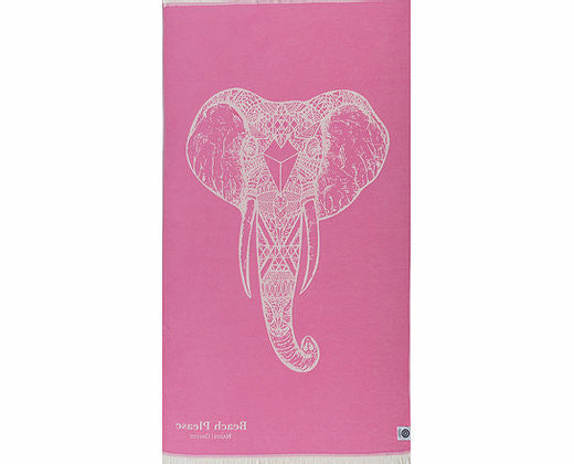 Close up of pink elephant, premium cotton beach towel