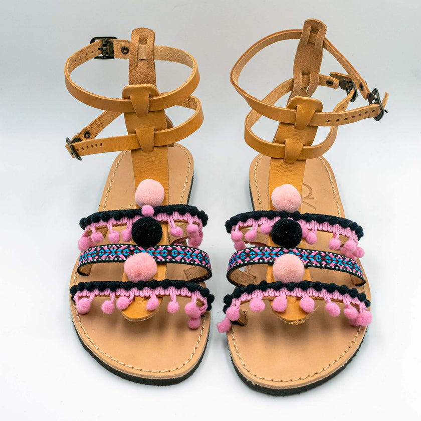 Gladiator in Pink, Handmade Leather Sandals