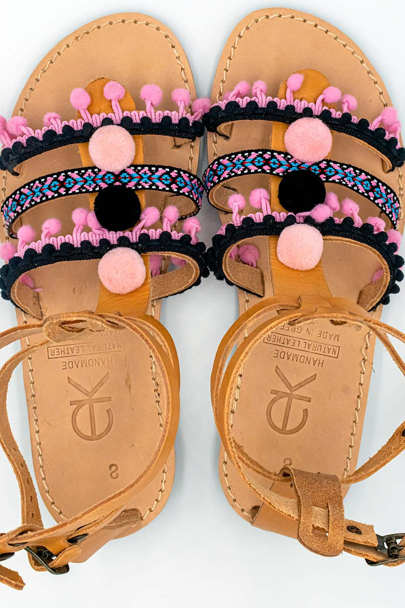 Gladiator in Pink, Handmade Leather Sandals styled view