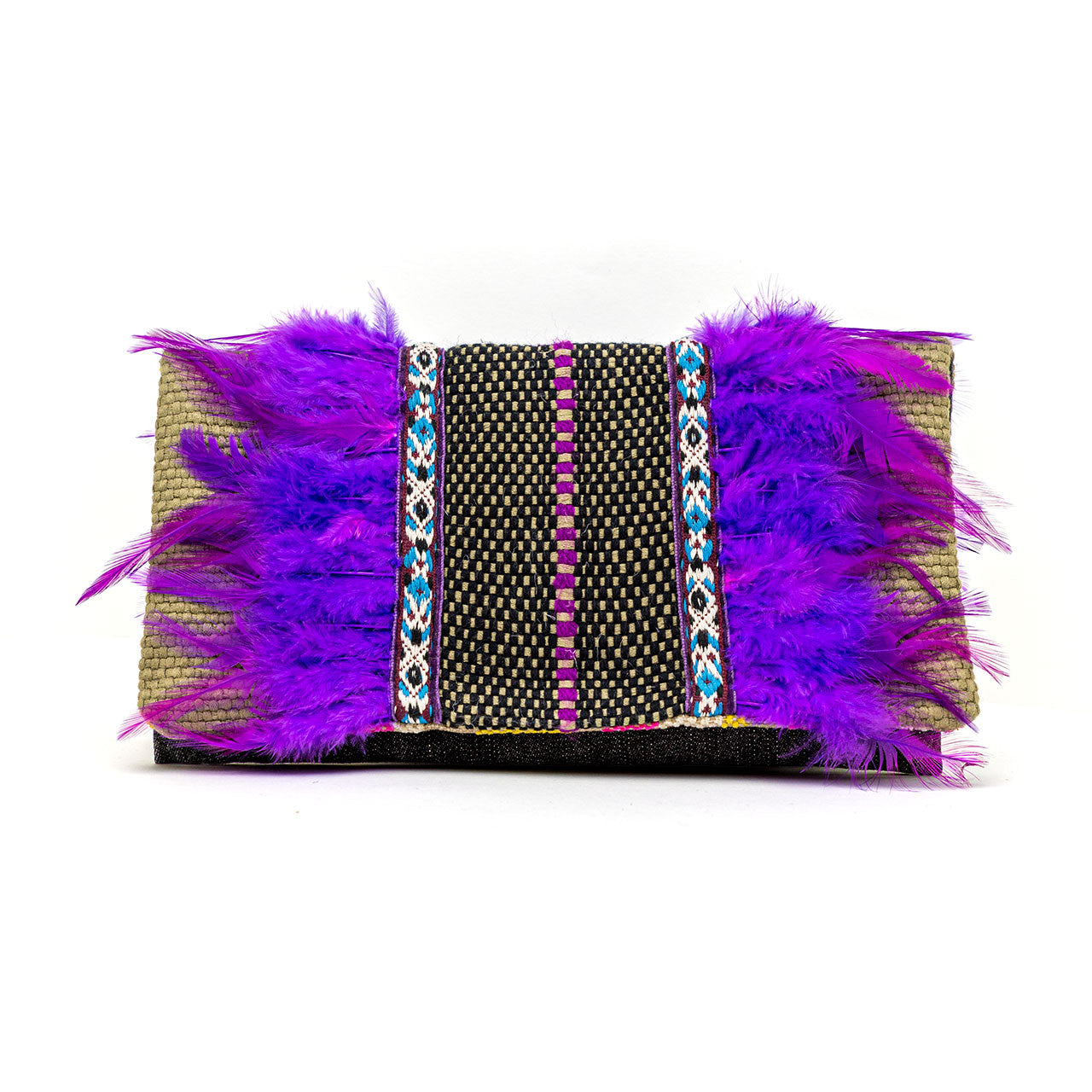 Handcrafted Purple Feather Pouch