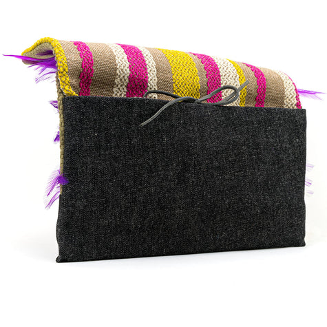 Handcrafted Purple Feather Pouch | Unique Summer Accessory