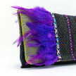 Handcrafted Purple Feather Pouch detail view
