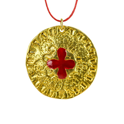 Tereza of Naxos Red Cross Disc, Pendant in Gold-plated Silver Jewellery 89 € Tereza's Greek Concept Store