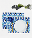 Close up of rhombus, set of 2 cotton-made, placemats in blue