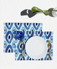 Close up of rhombus, set of 2 cotton-made, placemats in blue