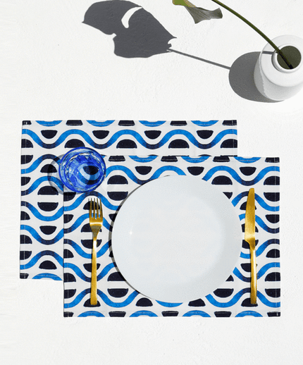 Santorini, Set of 2 Cotton-made, Placemats in Blue
