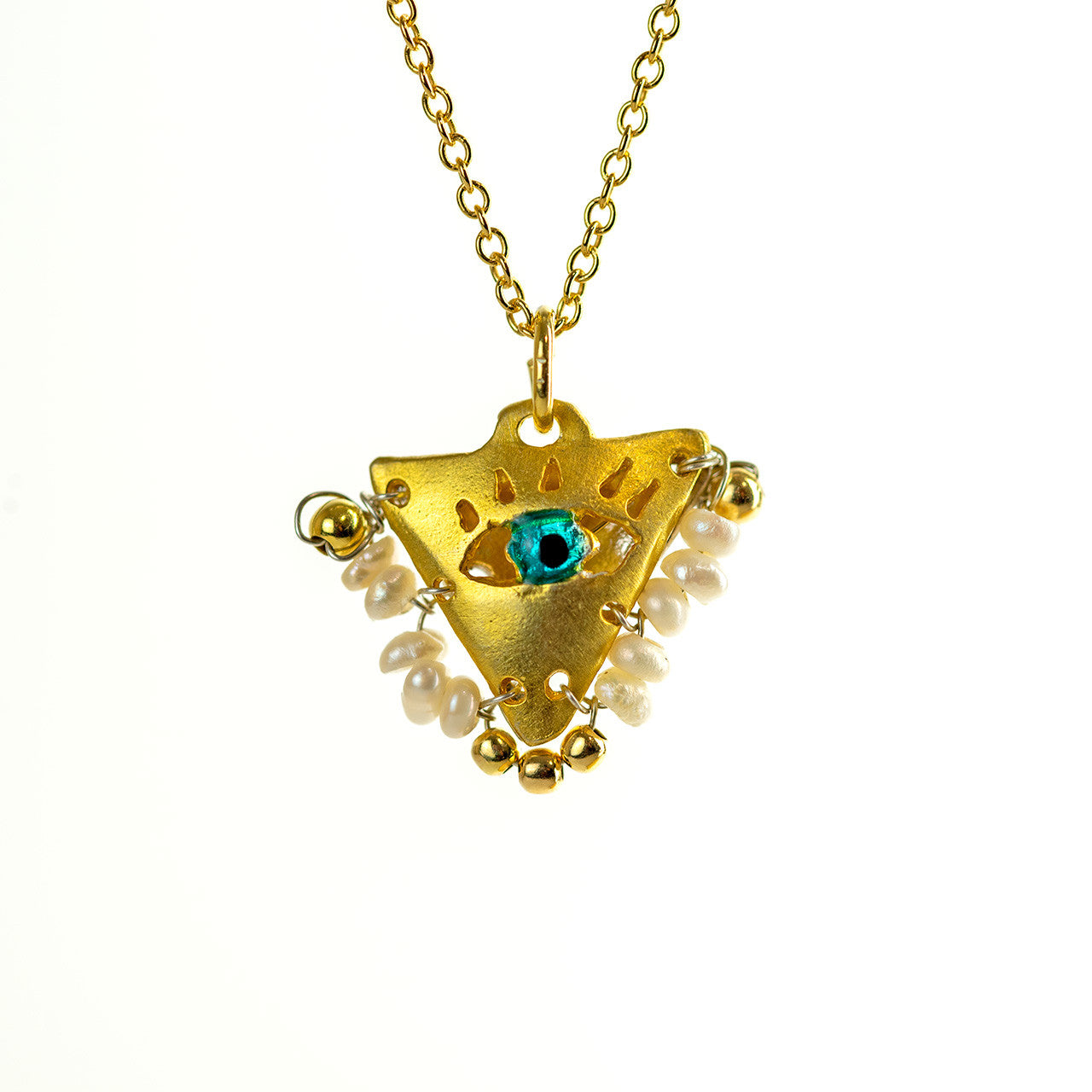 Handcrafted Pearl White Filakto Talisman Charm Necklace