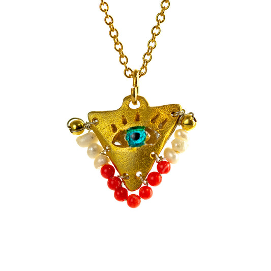 Tereza of Naxos Pearl White and Festive Red"Fylachto" Talisman, Lucky Charm, Pendant Jewellery 59 € Tereza's Greek Concept Store
