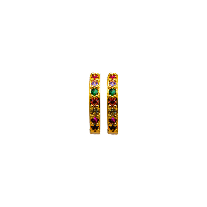 Rainbow Zircon, Circle , Hoop Earrings