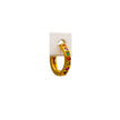Close up of rainbow zircon, circle , hoop earrings