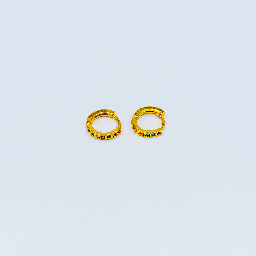 Rainbow Zircon, Circle , Hoop Earrings detail view