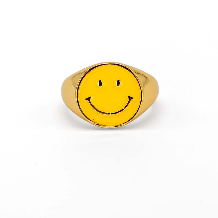 Smiley Ring in Gold & Bright Yellow