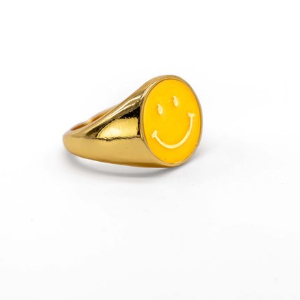 Smiley Ring in Gold & Bright Yellow