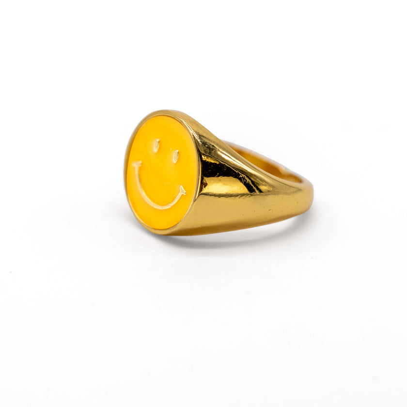 Smiley Ring in Gold & Bright Yellow detail view