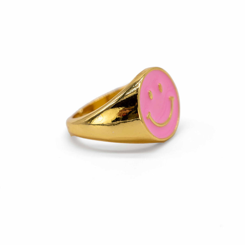Bubblegum Pink Smiley Ring detail view