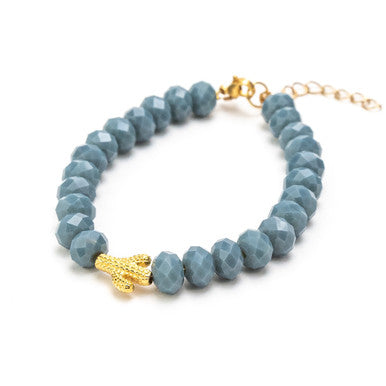 Smoke Gray Sparkly Rocks & Gold Cactus Bracelet