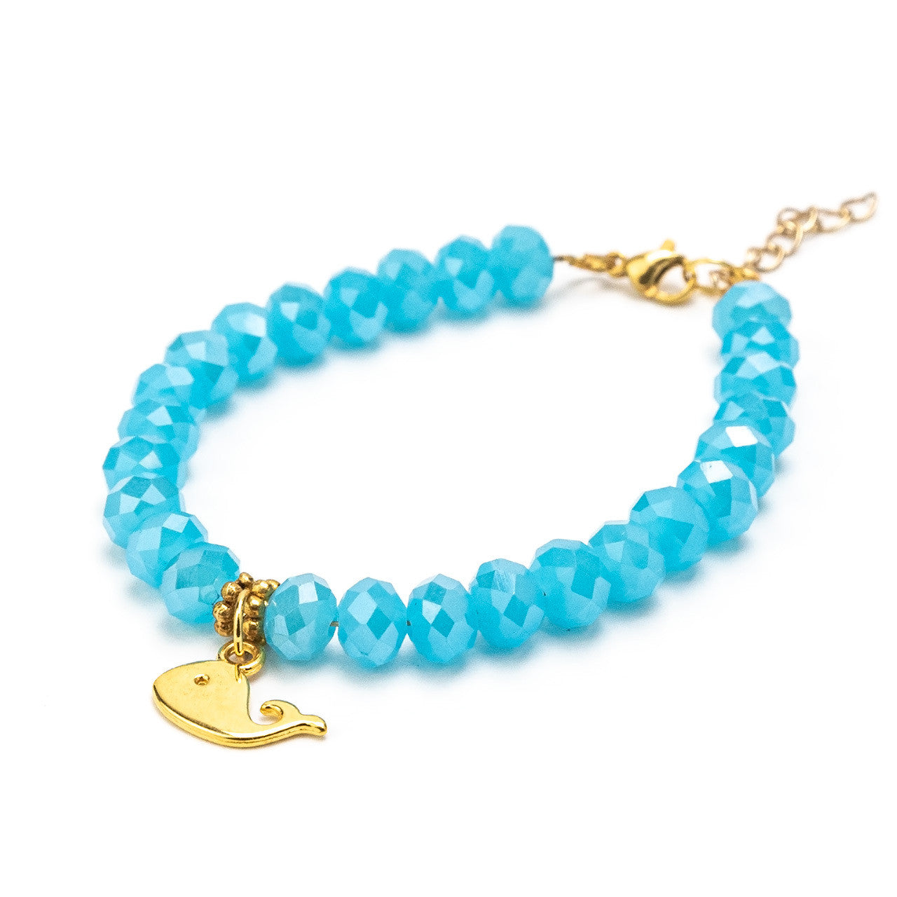 Tereza of Naxos Sparkly Aqua Blue Rocks & Gold Whale Bracelet Jewellery 35 € Tereza's Greek Concept Store