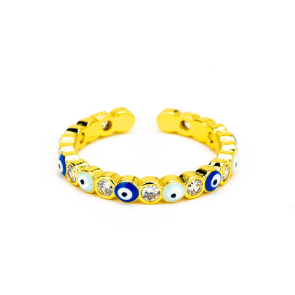 Tereza of Naxos Sparkly Blue Evil Eye Ring in Gold, Adjustable Jewellery 45 € Tereza's Greek Concept Store