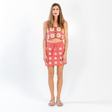 Daisy Crochet Set, in Coral