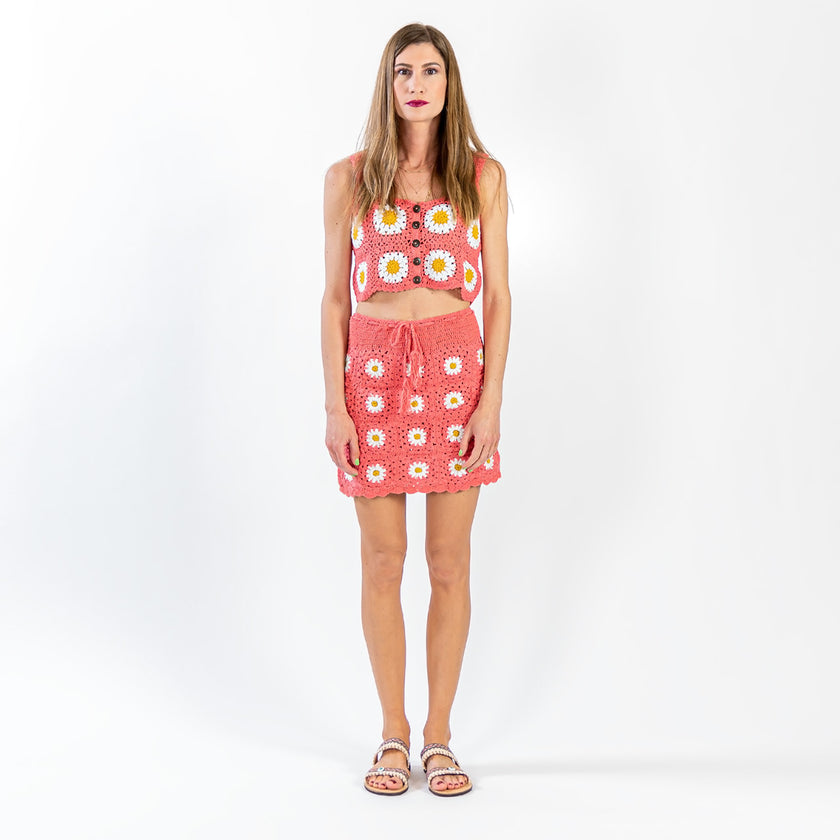 Daisy Crochet Set, in Coral