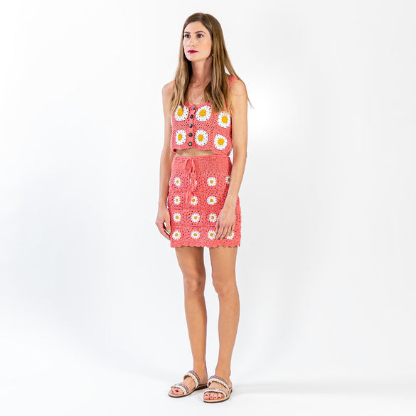 Daisy Crochet Set, in Coral