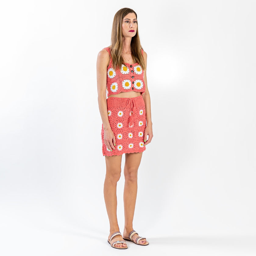 Daisy Crochet Set, in Coral