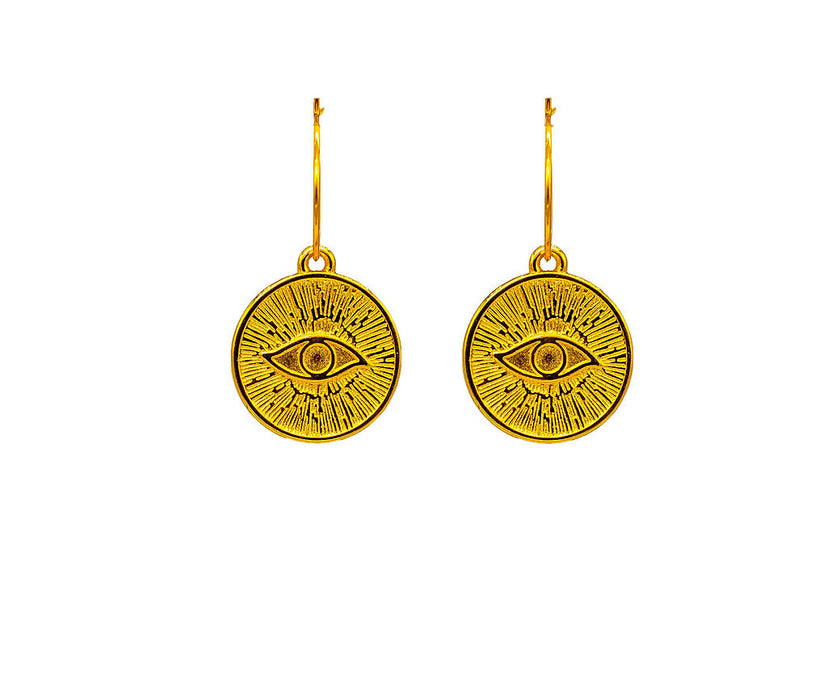 Tereza's Gold Evil Eye, Hoop Earrings