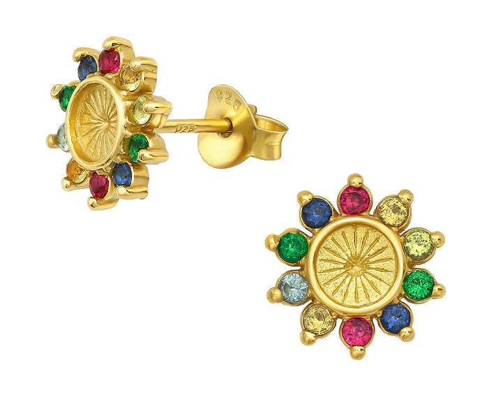 Tereza’s Zircon Flower Stud Earrings Handcrafted in Greece