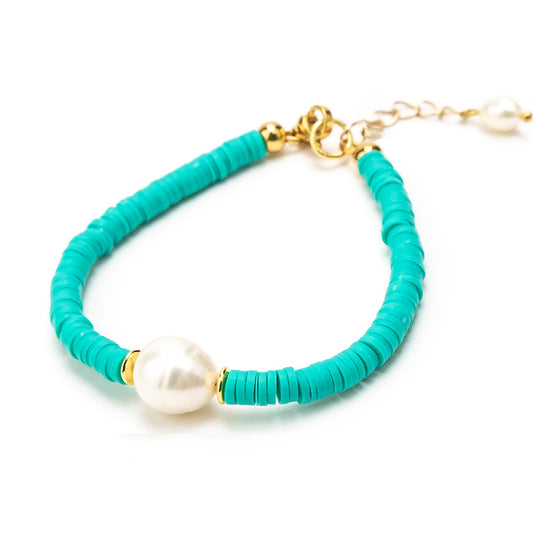 Tereza of Naxos The Elegant Pearly Bracelet in Petrol Jewellery 30 € Tereza's Greek Concept Store