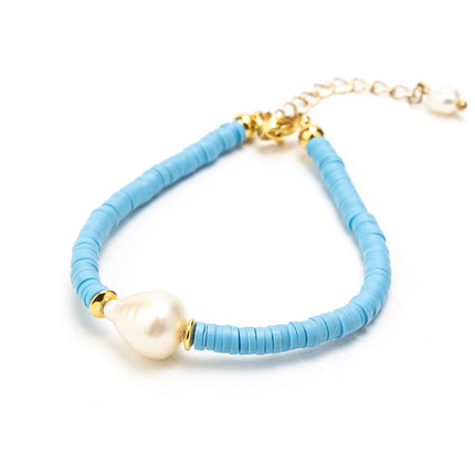 Tereza of Naxos Τhe Elegant Pearly Bracelet in Sky Blue Jewellery 30 € Tereza's Greek Concept Store