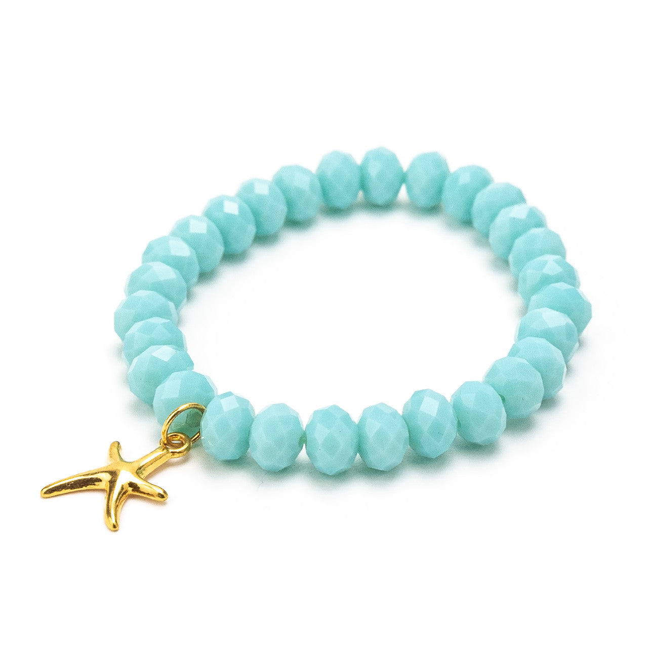 Turquoise Sparkly Rocks & Gold Starfish Bracelet