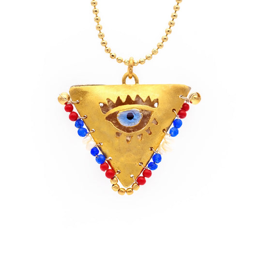 White, Red & Blue "Fylachto" Talisman, Lucky Charm, Pendant