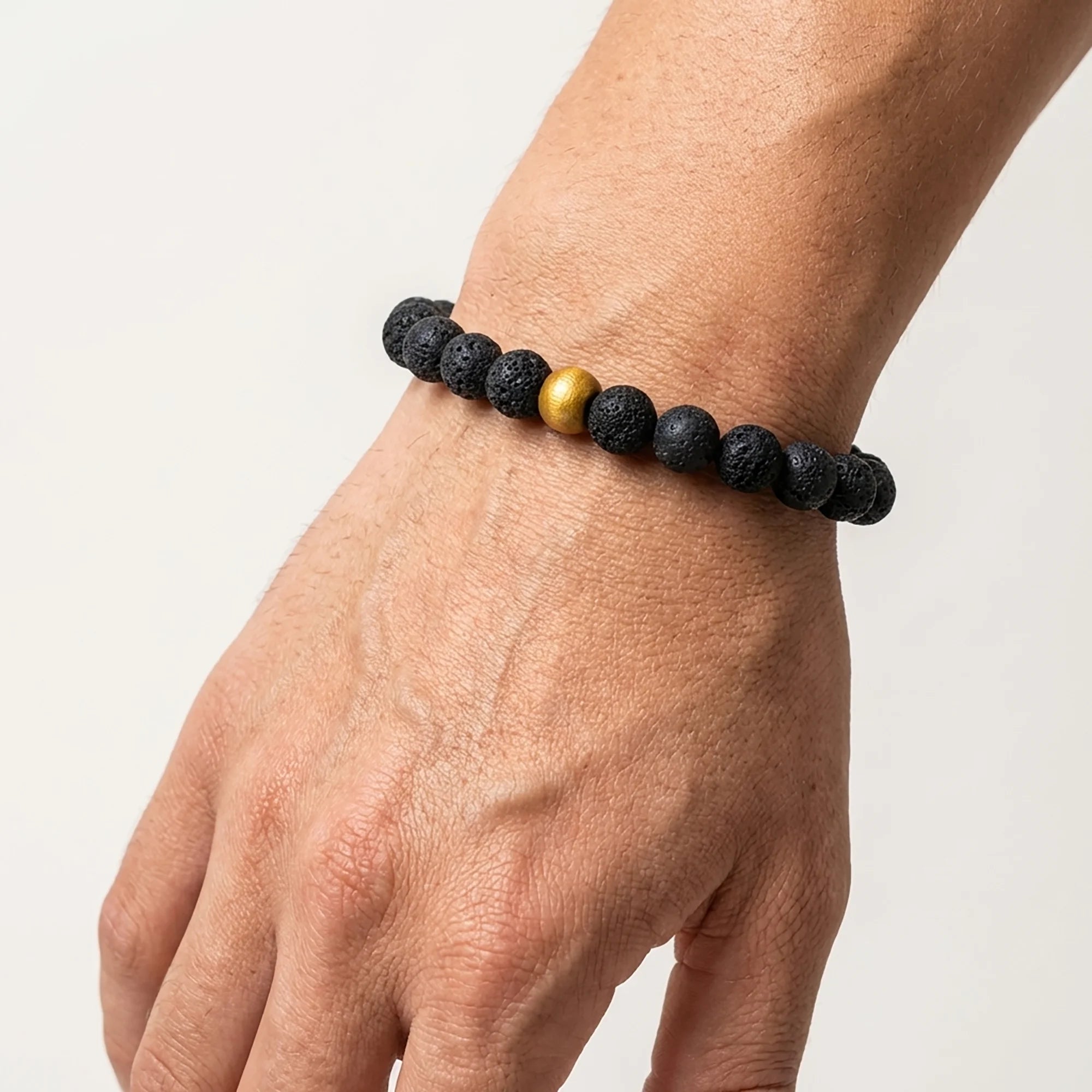 Close up of santorini lava bracelet