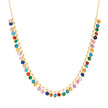 Zircon Drops, Colourful Necklace by Tereza of Naxos is a bold and colourful masterpiece that will make you stand out from the crowd. Featuring a stunning array of zircon stones in a variety of vibrant colours, this necklace is versatile piece.