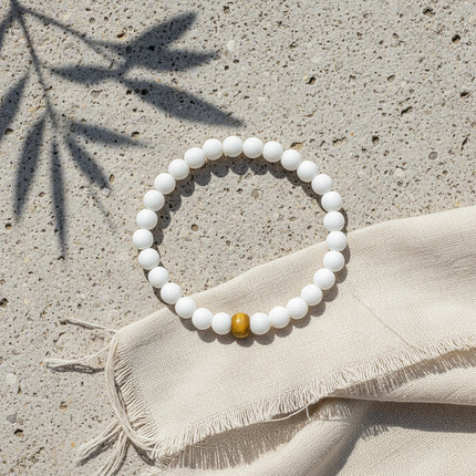 Close up of almyra bead bracelet