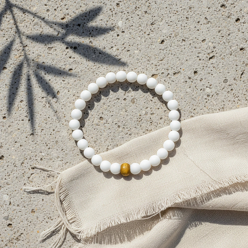 Close up of almyra bead bracelet