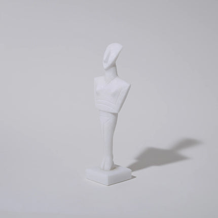 Close up of cycladic female marble figurine 16cm