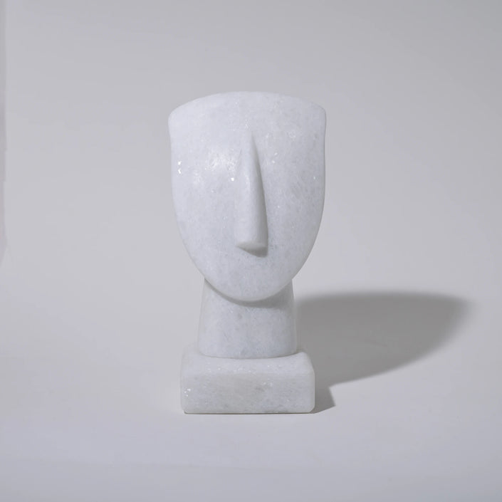 Cycladic marble head sculpture handmade in Naxos Greece authentic Naxian marble decorative art object