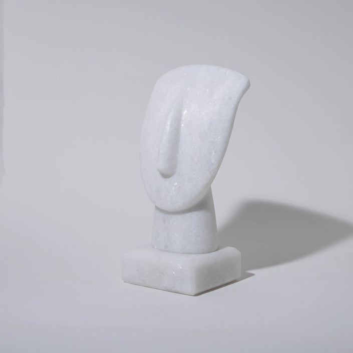 Close up of cycladic marble head sculpture 18cm