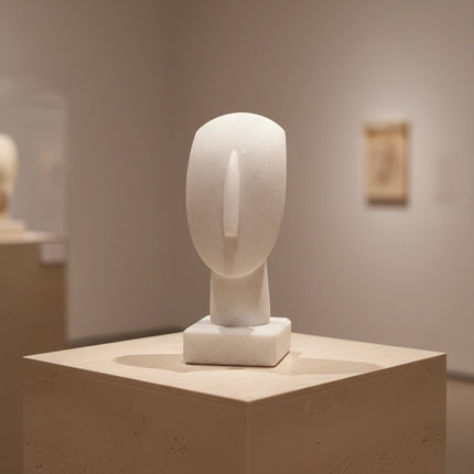 Cycladic Naxos Marble Head Sculpture - Handmade in Naxos from Authentic Naxian Marble